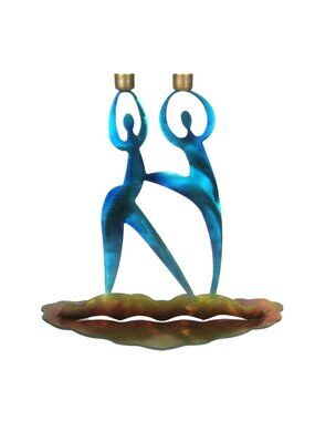 Chaverim Candlestick Sculpture Lynn Rae Lowe Home Decor Metal Statement Artisan